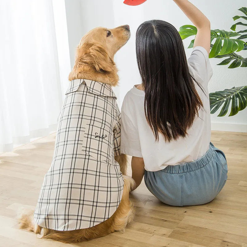 Dog shirt in brown and yellow leisure style, sizes 3XL to 8XL for medium to large breeds