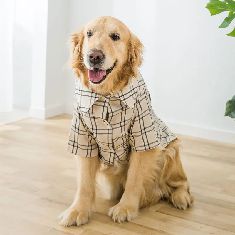 Dog shirt in brown and yellow leisure style, sizes 3XL to 8XL for medium to large breeds