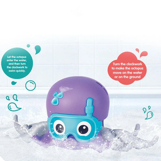 Floating octopus toy for children, safe ABS plastic, purple and blue options