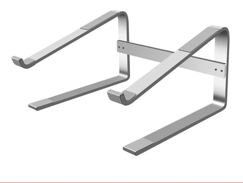 Aluminium alloy laptop stand bracket in silver colour, dimensions 260mm by 240mm by 150mm.