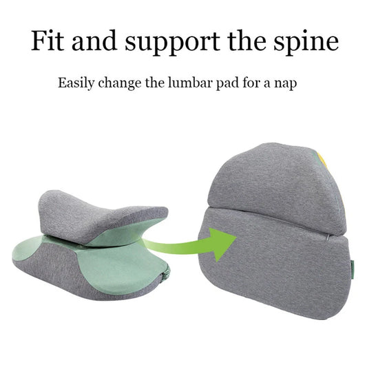 Memory Foam Nap Pillow Bedding in navy blue, fruit green, lemon yellow, and girlish pink for ergonomic spine support