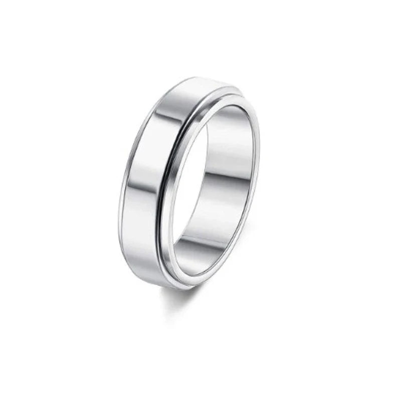 Stainless steel spinner ring with moon and stars design for anxiety relief