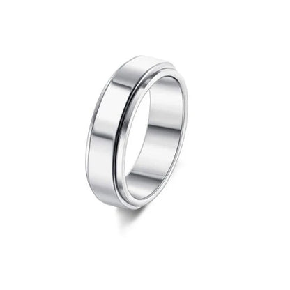 Stainless steel spinner ring with moon and stars design for anxiety relief
