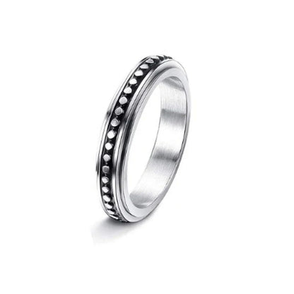 Stainless steel spinner ring with moon and stars design for anxiety relief