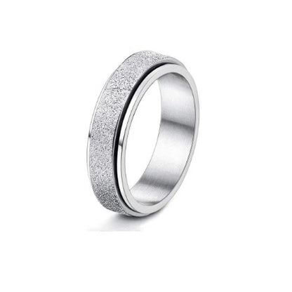 Stainless steel spinner ring with moon and stars design for anxiety relief