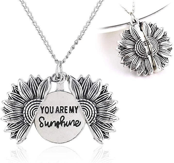 Radiant sunflower pendant necklace in various colors and quantities