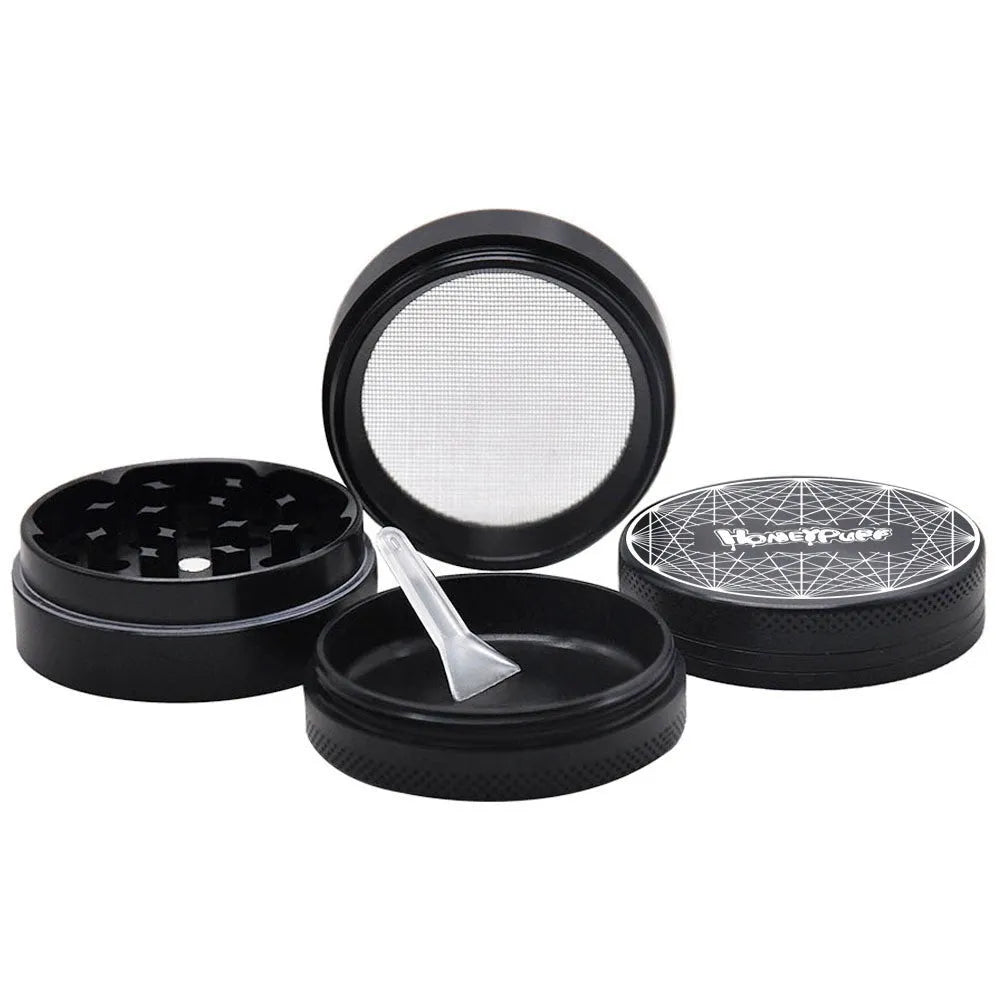 Four-layer aluminium alloy grinder with windproof function and multi-tool features in T6 CNC finish