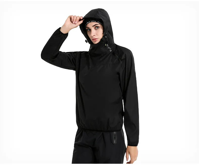 New sports suit for women running clothes with tights and sweatshirt in polyester, black and green option