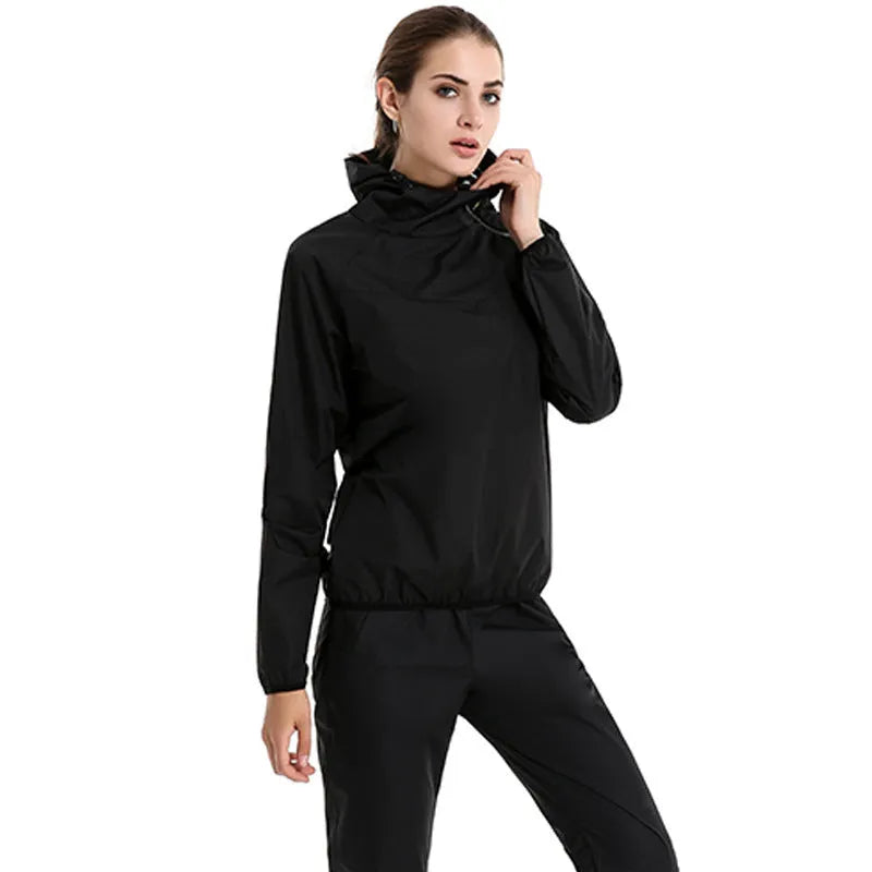 New sports suit for women running clothes with tights and sweatshirt in polyester, black and green option