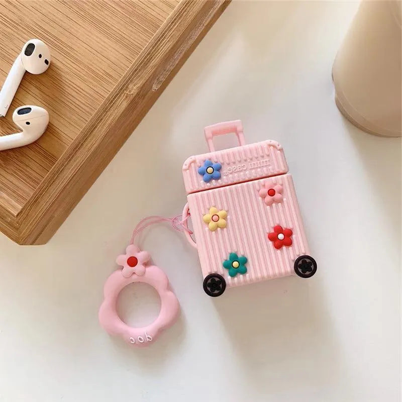 Silicone flip protective case for Apple AirPods in pink, purple, white, green, orange, and yellow colour options