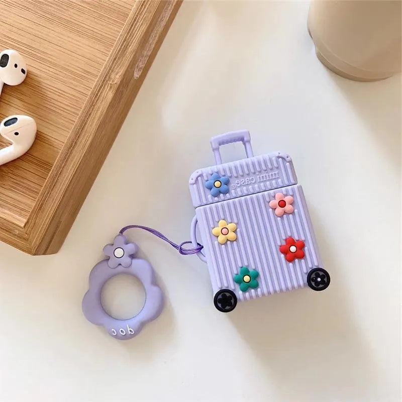 Silicone flip protective case for Apple AirPods in pink, purple, white, green, orange, and yellow colour options