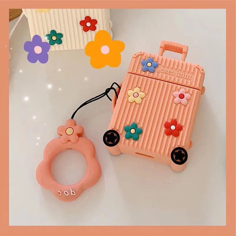 Silicone flip protective case for Apple AirPods in pink, purple, white, green, orange, and yellow colour options
