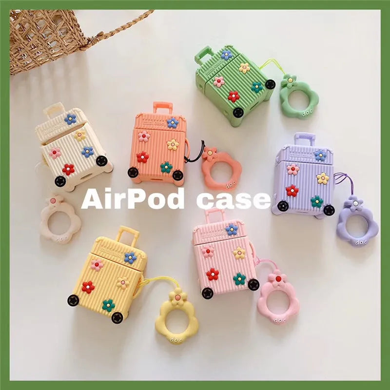 Silicone flip protective case for Apple AirPods in pink, purple, white, green, orange, and yellow colour options