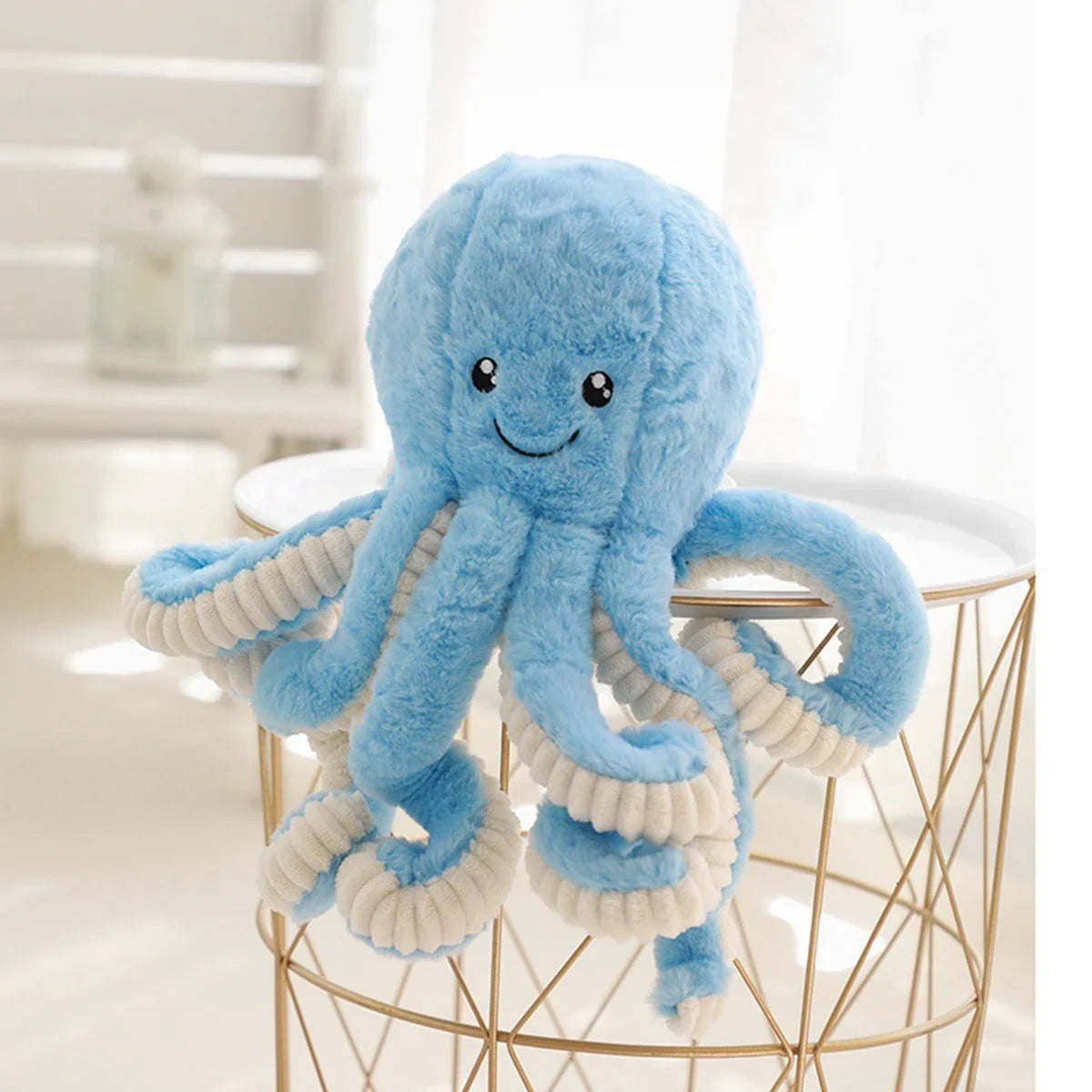 Adorable plush octopus pendant with elastic tentacles, available in various colors and sizes