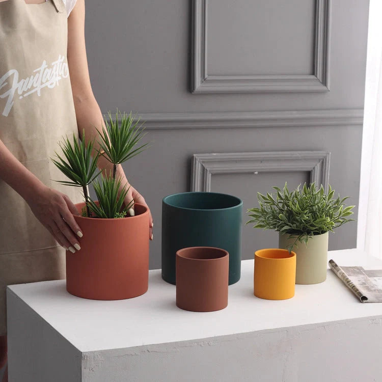 Nordic Industrial Style Ceramic Flowerpot in various colours and sizes