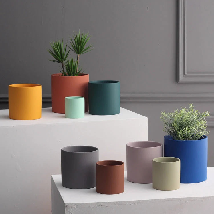 Nordic Industrial Style Ceramic Flowerpot in various colours and sizes