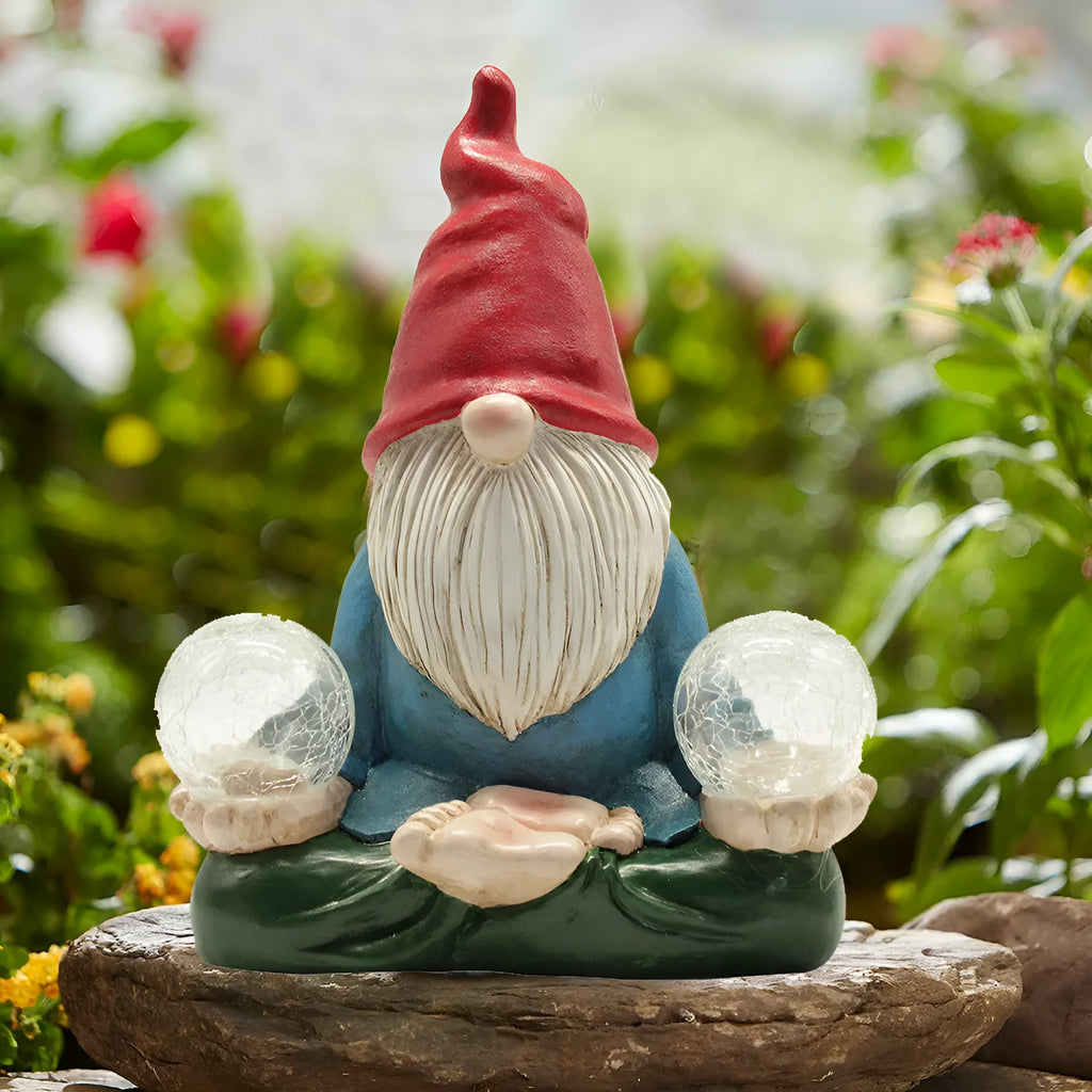 Solar LED resin dwarf garden statue with faceless old man design for outdoor decoration