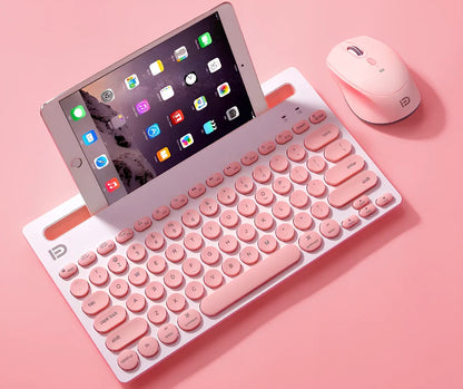 Pink wireless Bluetooth keyboard and mouse set with storage bag, 28cm keyboard and 60g ergonomic mouse
