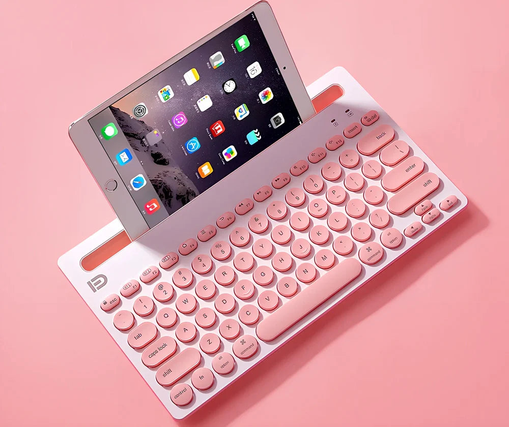Pink wireless Bluetooth keyboard and mouse set with storage bag, 28cm keyboard and 60g ergonomic mouse
