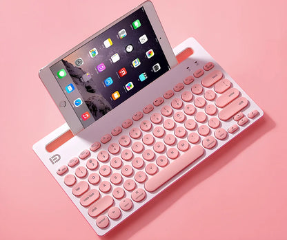 Pink wireless Bluetooth keyboard and mouse set with storage bag, 28cm keyboard and 60g ergonomic mouse