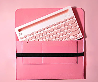 Pink wireless Bluetooth keyboard and mouse set with storage bag, 28cm keyboard and 60g ergonomic mouse