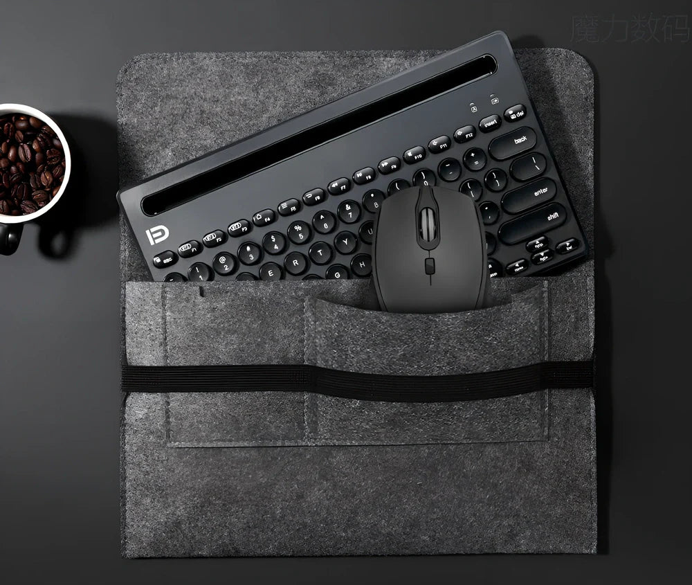 Pink wireless Bluetooth keyboard and mouse set with storage bag, 28cm keyboard and 60g ergonomic mouse