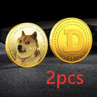 Gold or silver plated Dogecoin commemorative coin with cute dog pattern, 40mm diameter