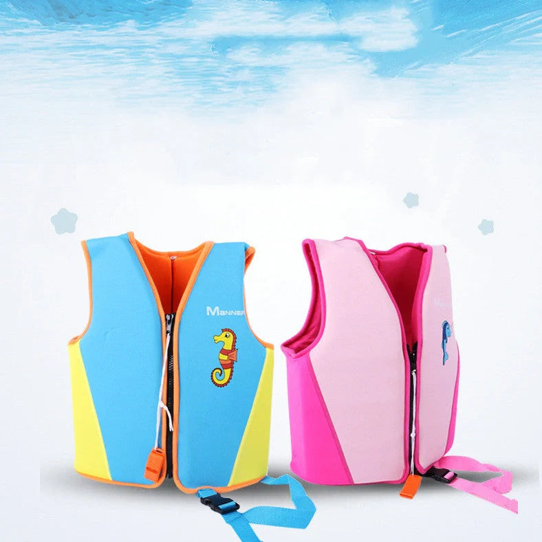 Children's buoyancy suit with neoprene material and EPE pearl cotton filling in blue colour