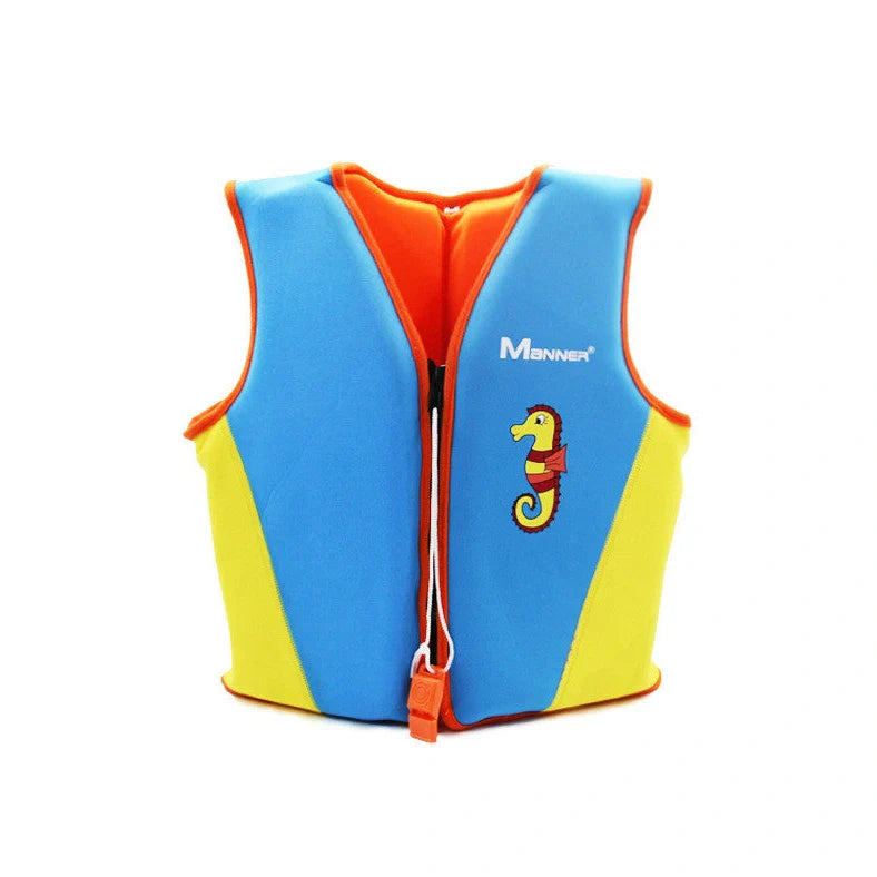 Children's buoyancy suit with neoprene material and EPE pearl cotton filling in blue colour