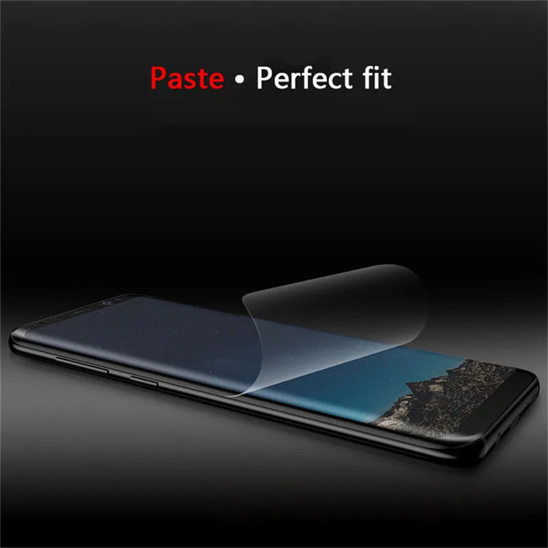 Purple Light hydraulic film screen protector for Samsung Galaxy S series phones on a matte surface.