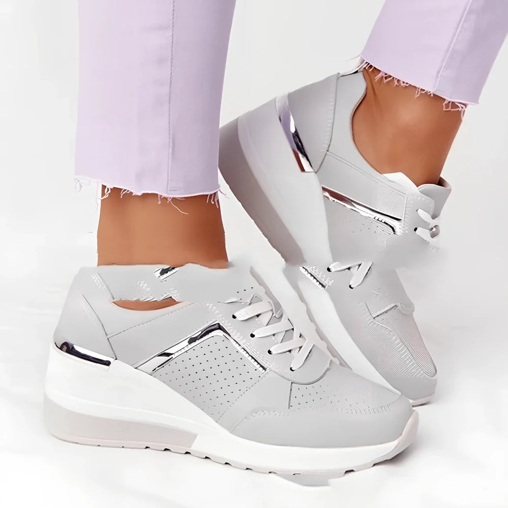 Women's round toe running shoes in beige with low 1-3 cm heel, non-slip rubber sole, sizes 35-43, 430g weight