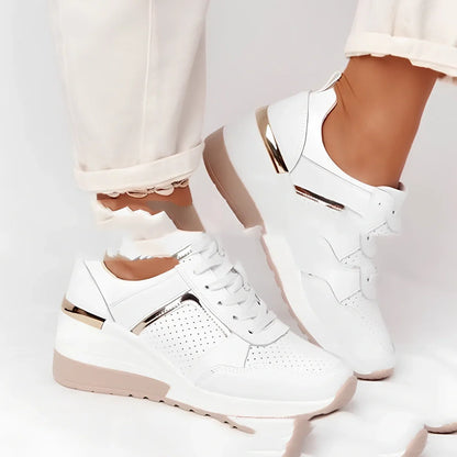 Women's round toe running shoes in beige with low 1-3 cm heel, non-slip rubber sole, sizes 35-43, 430g weight