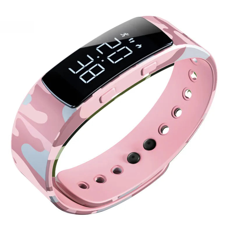 Digital sports watch with luminous display and 40mm dial in camouflage green colour
