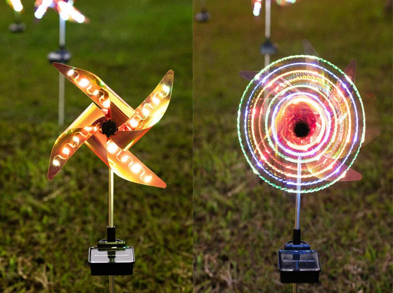 Solar-powered LED windmill light for garden and outdoor decoration