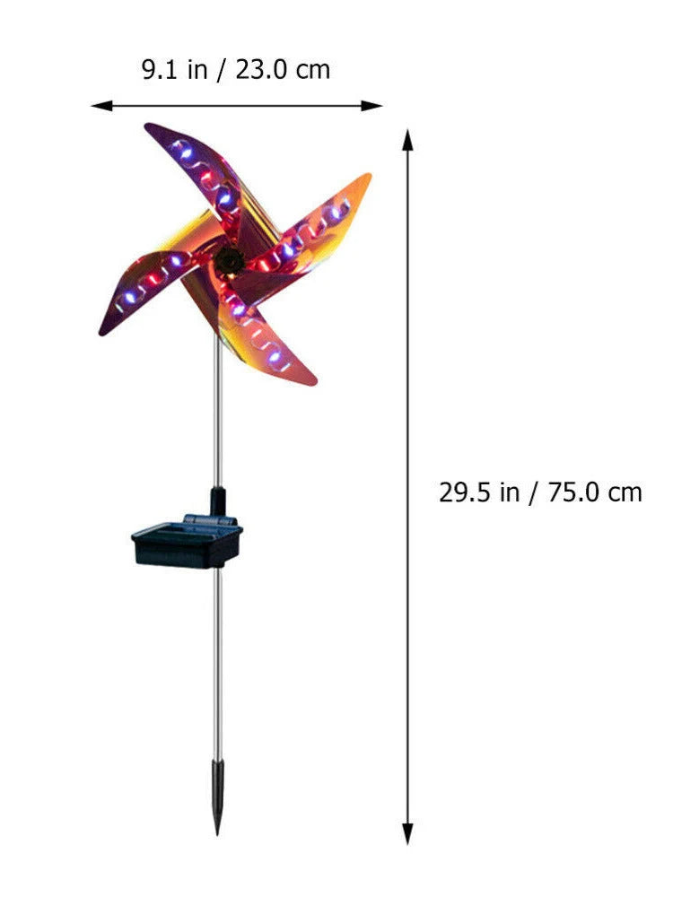 Solar-powered LED windmill light for garden and outdoor decoration