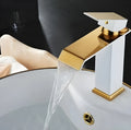 Black and white painted gold accent American style basin faucet with waterfall spout