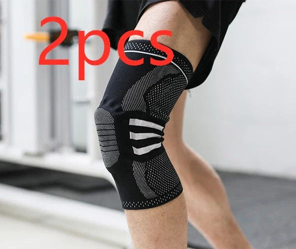 Nylon knee sleeve with anti-slip bands for sports and fitness support