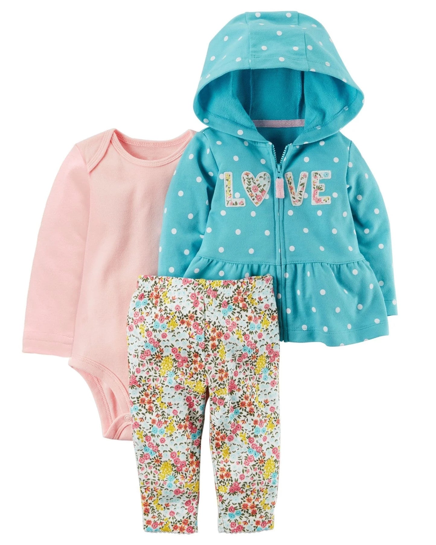 Toddler's cotton long sleeve hoodie with zipper front in various colours