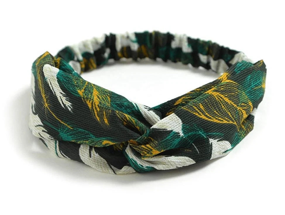 Women's retro style printed headband with elastic free size in vintage-inspired prints