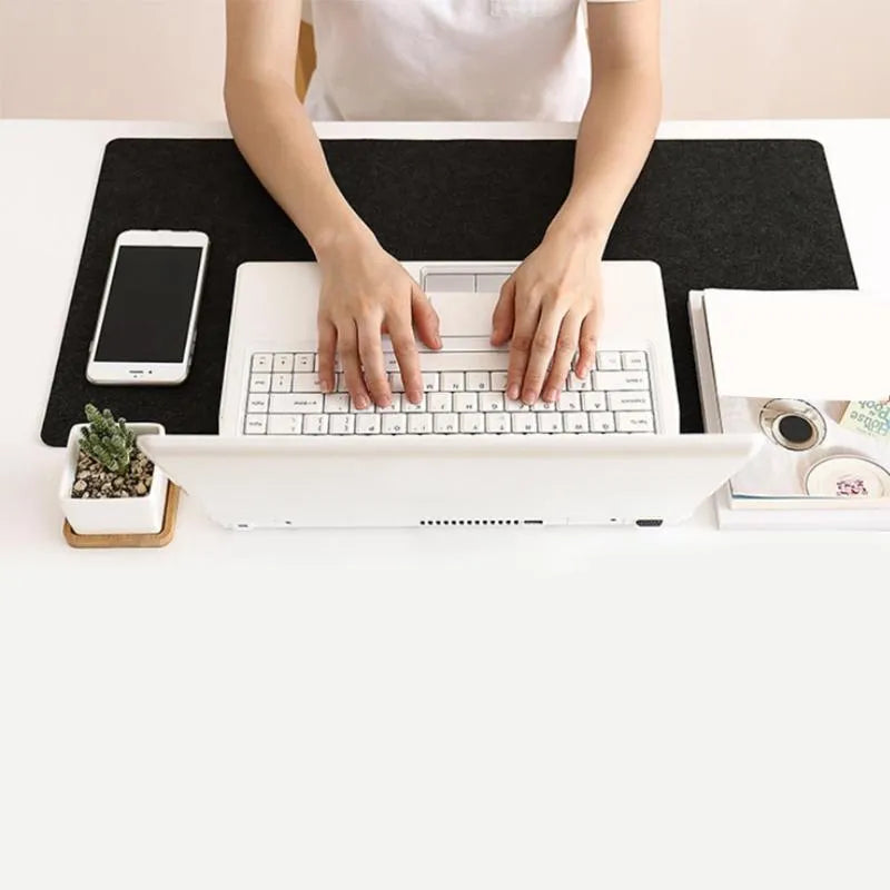 Felt gaming keyboard pad desk mat in dark grey, 30x60cm, single-sided felt with printed design