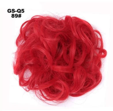 Synthetic wavy curly messy hair bun for women, 12cm diameter, high-temperature wire