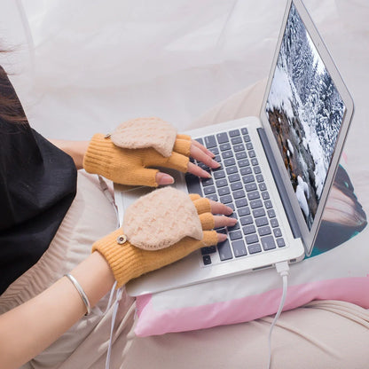 USB 5V heated gloves in various colors with foldable finger covers