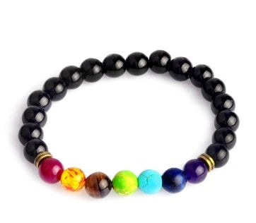 Handcrafted lava bead bracelet with seven chakra healing stones for balance and wellness