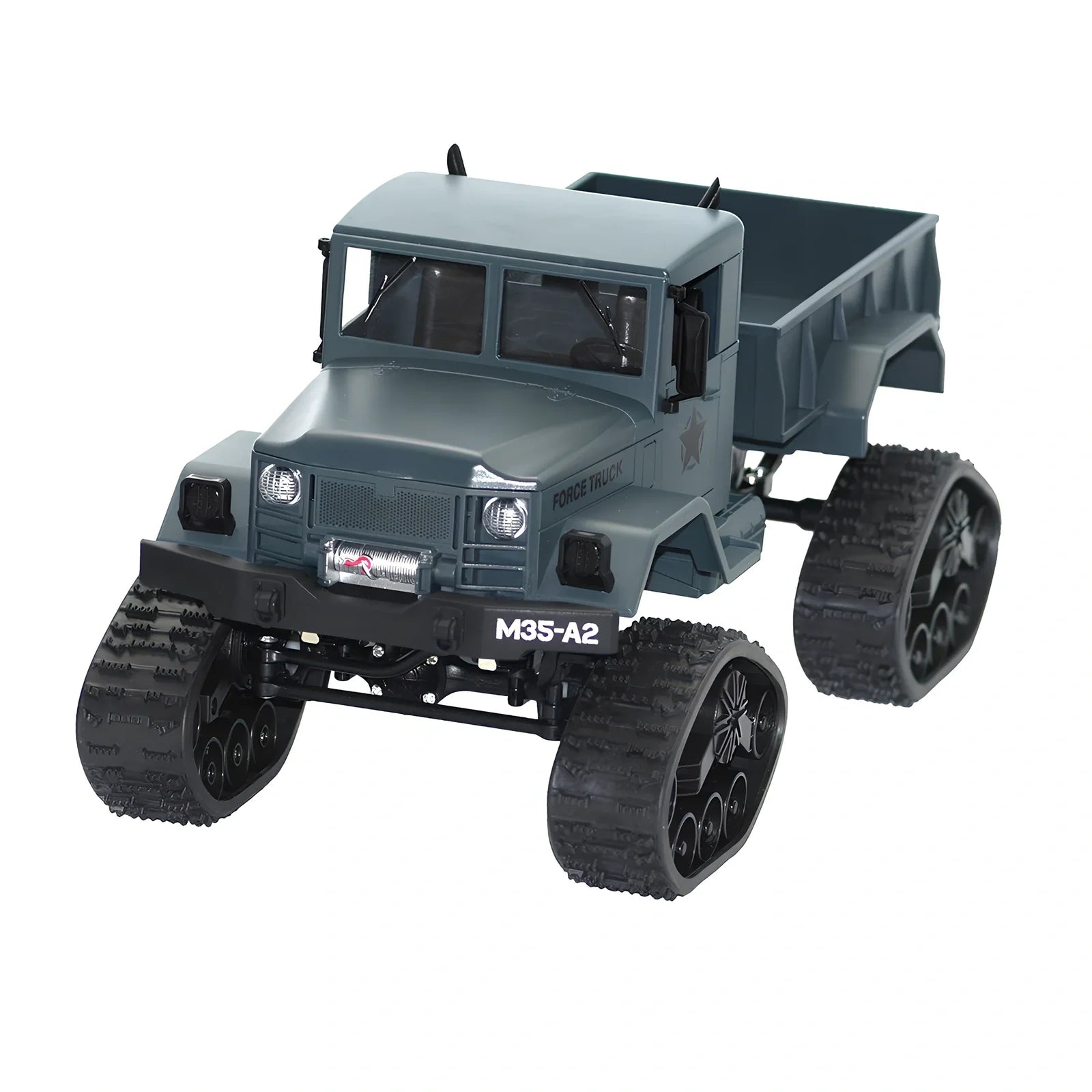 Army green 2.4G four-wheel drive snow truck RC car, 33.8cm long with front lights and 3kg load capacity