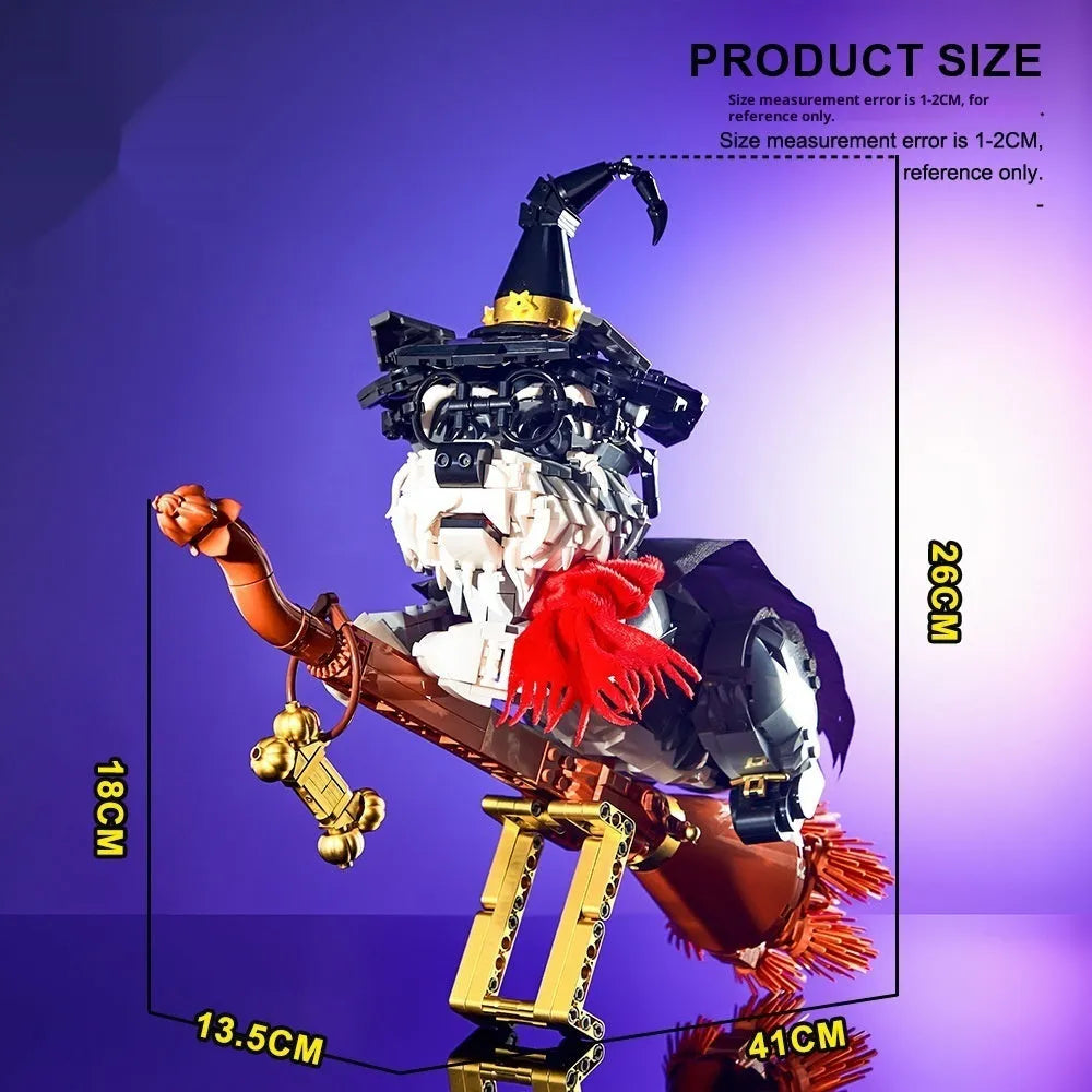 Black small particle building block model of a schnauzer dog in a colour box