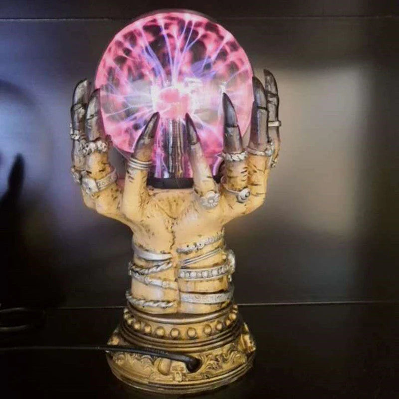 Spellbinding crystal ball with lightning effects, perfect for home decor and Halloween parties