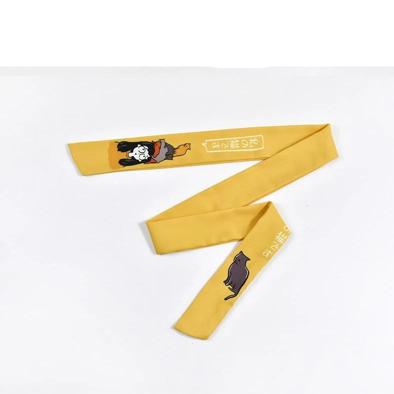 Blue and yellow cloth cat hair band with original tiara design measuring 3cm wide