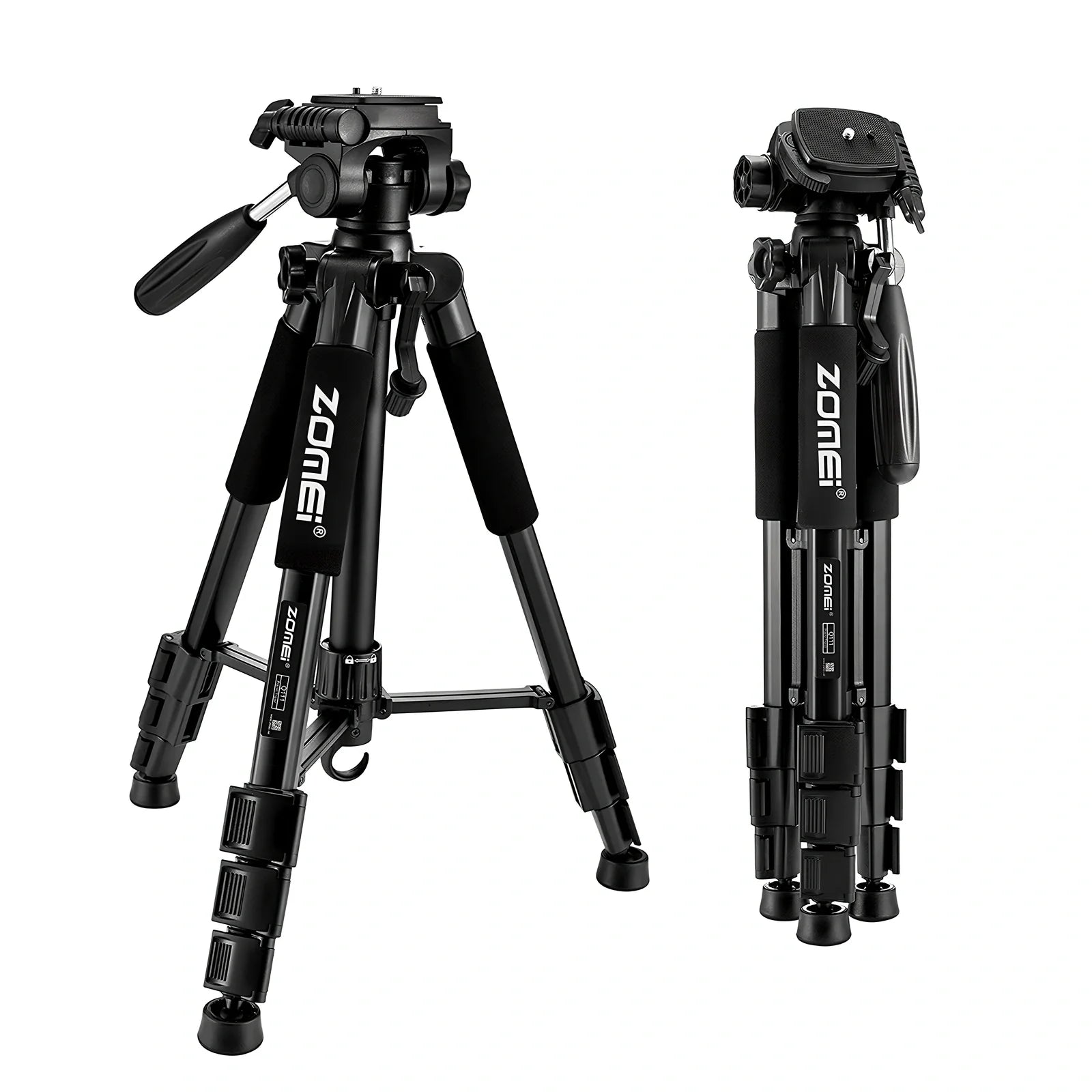 Zomei Z666 black aluminium tripod extended to 140cm with 3D pan head for 15kg SLR camera support