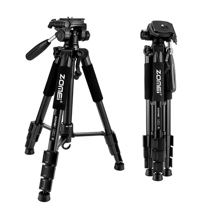Zomei Z666 black aluminium tripod extended to 140cm with 3D pan head for 15kg SLR camera support
