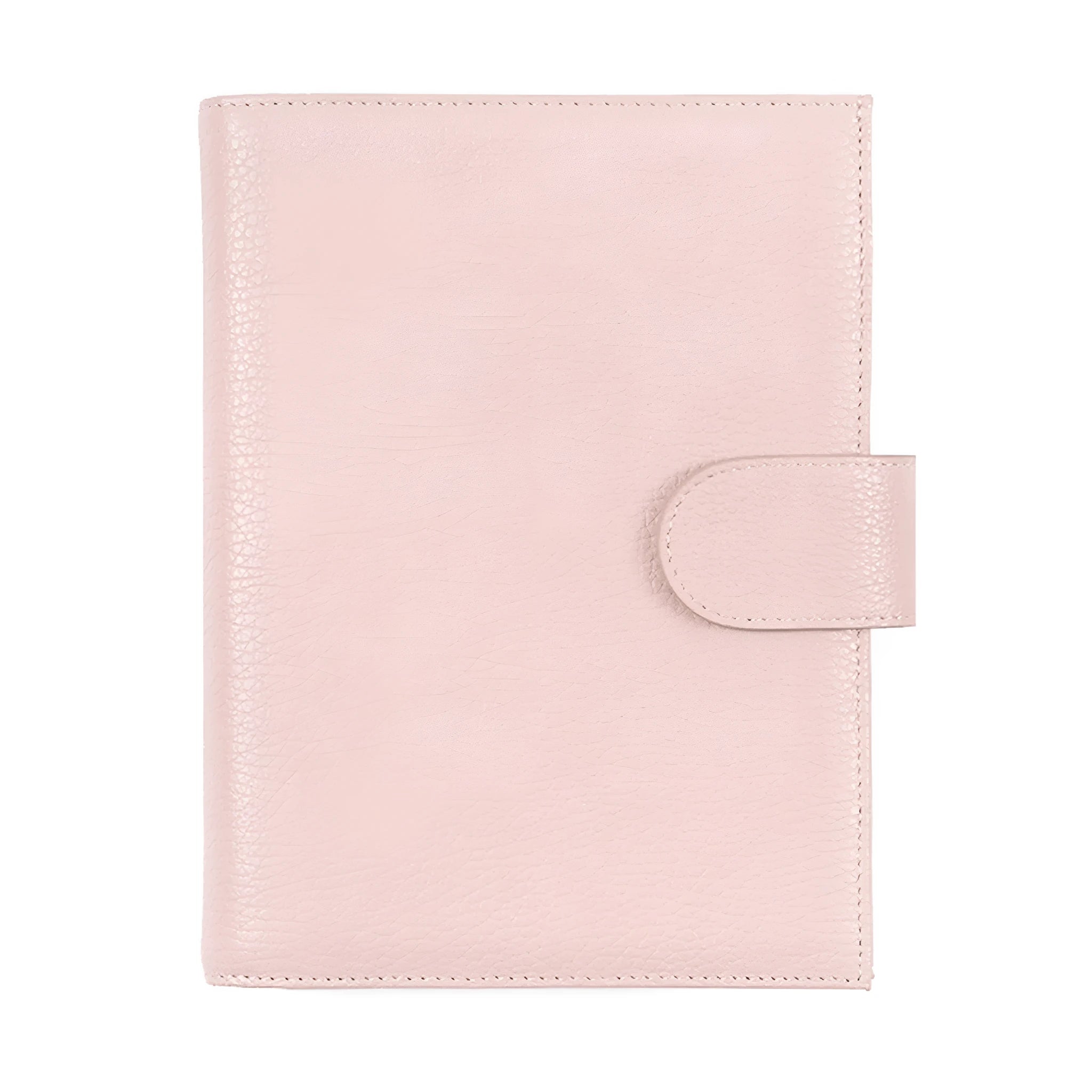 A6 leather notebook with Lychee pattern cowhide cover in off white, pink, or white colour options